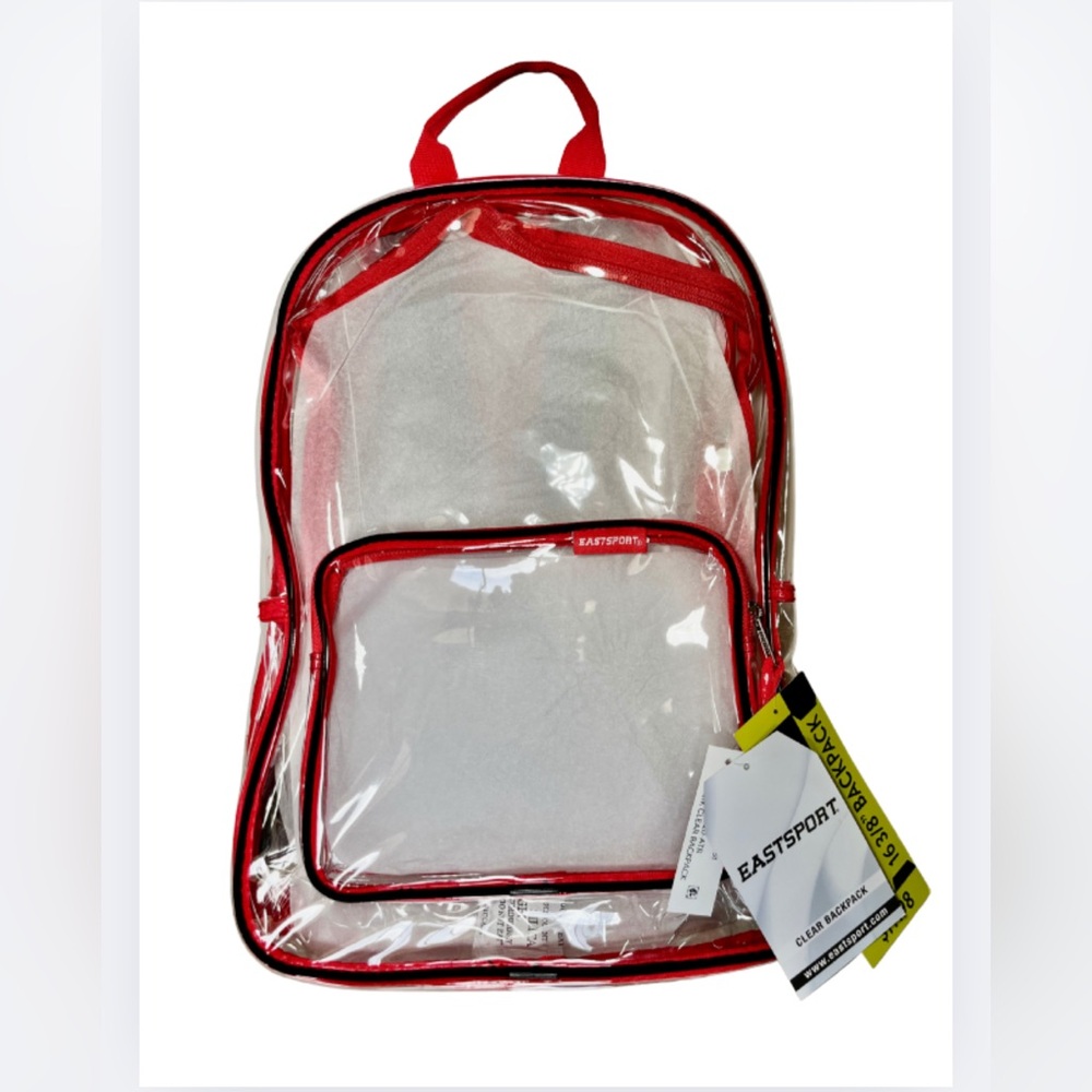 Eastsport Transparent Backpack with Bold Red Trim